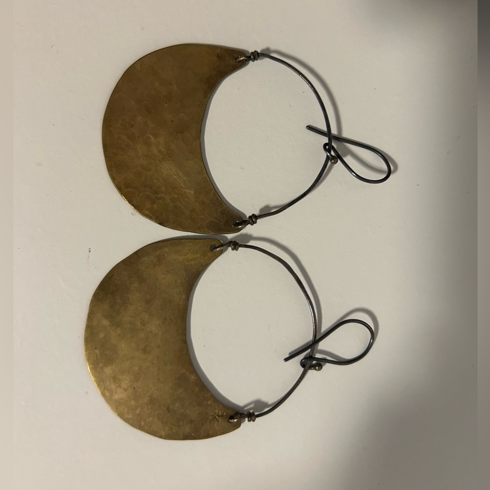 Jen Kahn Brass Crescent Earrings Handmade in Vermont